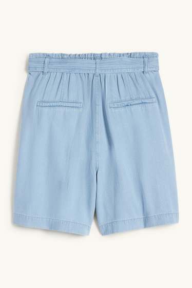 Dames - Korte broek - high waist - jeanslichtblauw