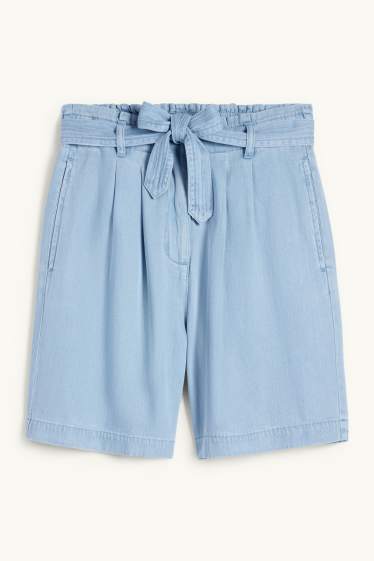 Dames - Korte broek - high waist - jeanslichtblauw