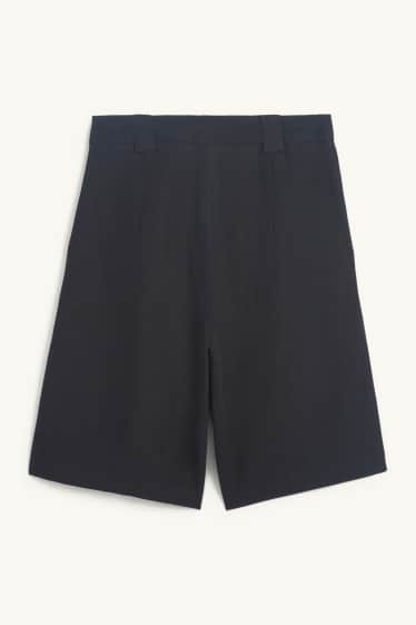 Women - Shorts - high waist - linen blend - black