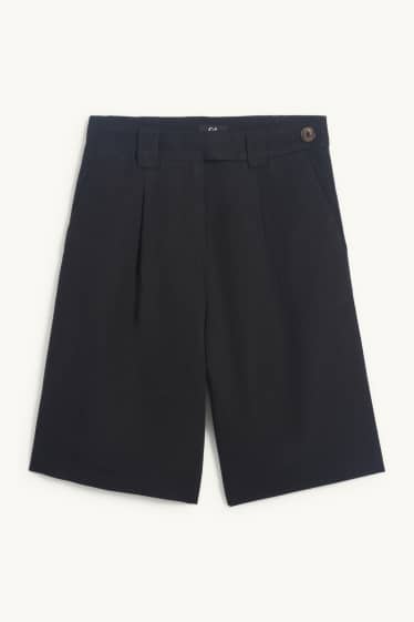 Women - Shorts - high waist - linen blend - black