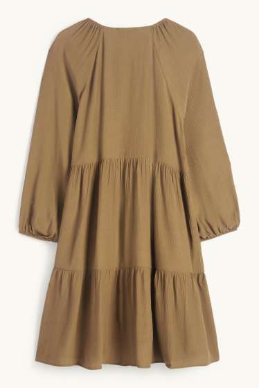 Women - Viscose A-line dress - khaki