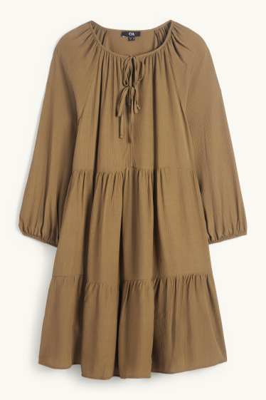 Women - Viscose A-line dress - khaki