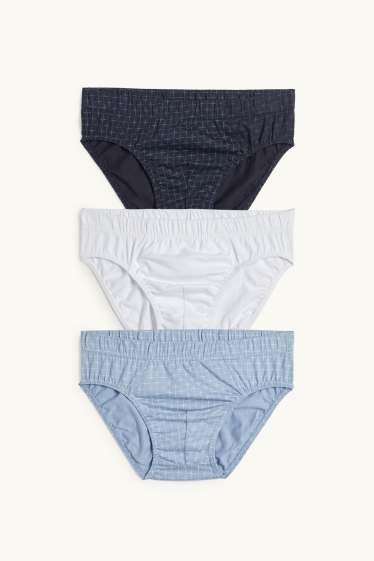 Herren - Multipack 3er - Slip - kariert - hellblau