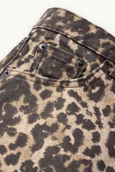 Femmes - Short en jean - high waist - imprimé léopard - noir / beige