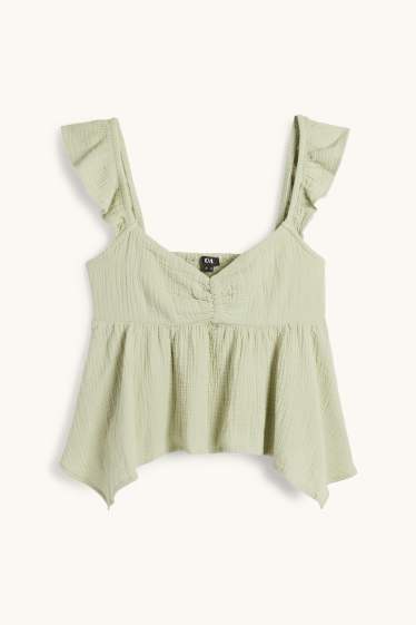 Femmes - Haut en mousseline - vert clair