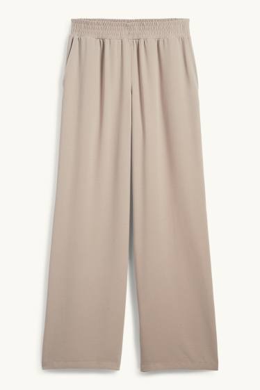 Dames - Pantalon - high waist - wide leg - beige