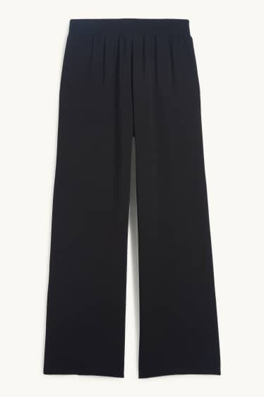 Women - Cloth trousers - high waist - wide leg - black