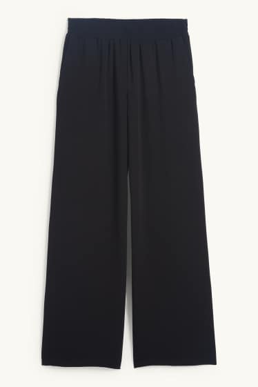 Women - Cloth trousers - high waist - wide leg - black