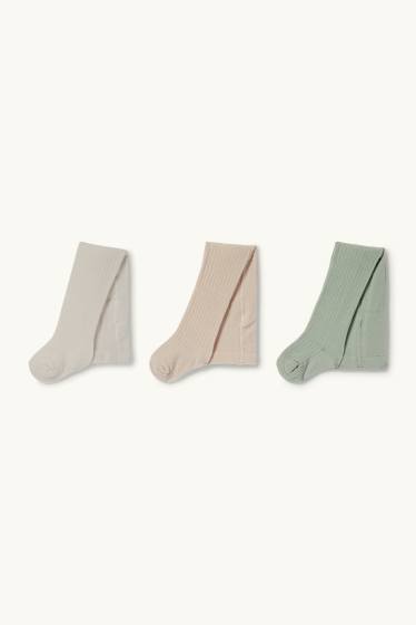 Baby Girls - Multipack of 3 - baby tights - ribbed - cremewhite