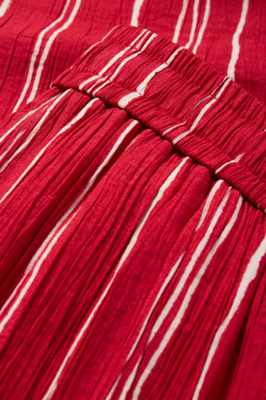 Femmes - Pantalon en toile - wide leg - à rayures - texturé - rouge