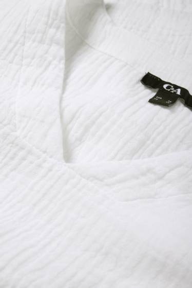 Donna - Blusa di mussola con scollo a V - bianco