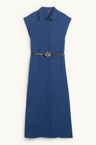 Women - Shirt dress with belt - dark blue