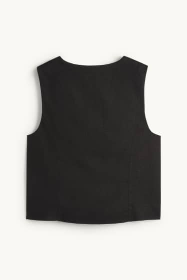 Damen - Business-Weste - tailliert - Leinen-Mix - schwarz