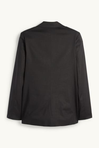 Donna - Blazer lungo - relaxed fit - misto lino - nero