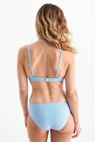 Damen - Bikini-Hose - Mid Waist - LYCRA® XTRA LIFE™ - gestreift - weiß / hellblau