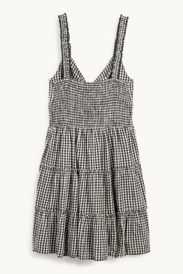 Kobiety - Sukienka fit & flare z supłem - w kratkę - czarny / beżowy