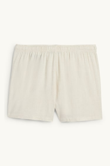 Women - Linen blend shorts - mid-rise waist - light beige
