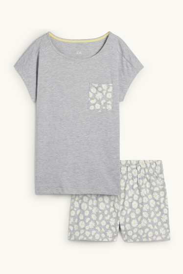 Femmes - Pyjashort - gris clair chiné