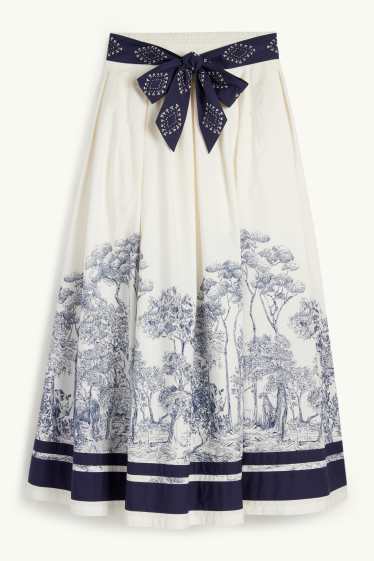 Women - Rangsutra x C&A - skirt - dark blue / creme white