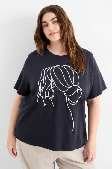 Damen - T-Shirt - Regular Fit - dunkelblau