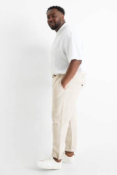 Men - Chinos - regular fit - linen blend - light beige