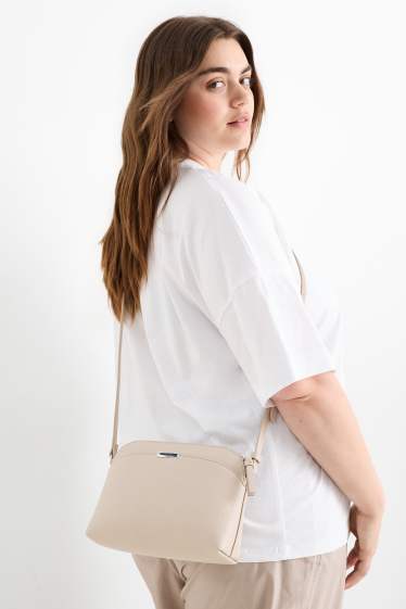Damen - Umhängetasche - Lederimitat - hellbeige
