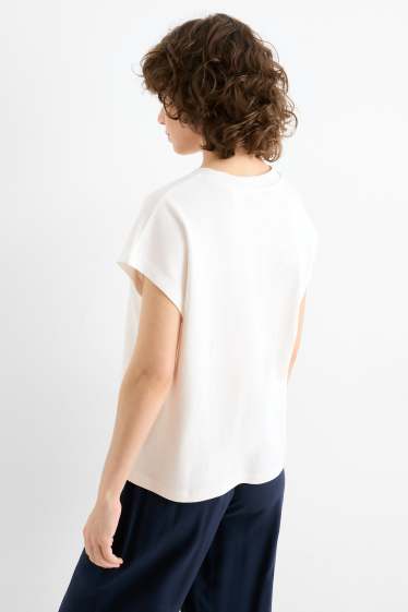 Damen - T-Shirt - Regular Fit - cremeweiß