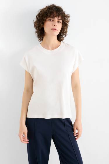 Damen - T-Shirt - Regular Fit - cremeweiß