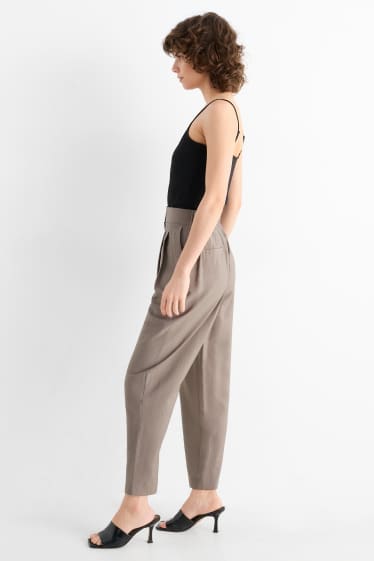 Femmes - Pantalon de bureau - high waist - loose fit - gris