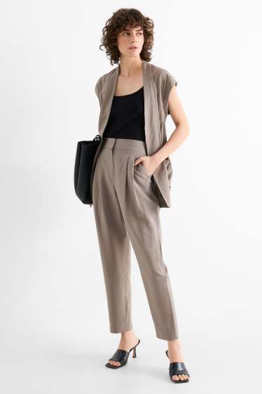 Femmes - Pantalon de bureau - high waist - loose fit - gris