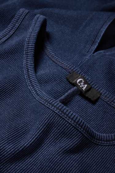 Dona - Vestit ajustat - acanalat - blau fosc