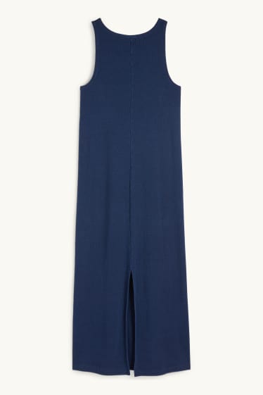 Dona - Vestit ajustat - acanalat - blau fosc