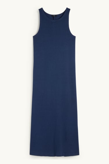 Dona - Vestit ajustat - acanalat - blau fosc