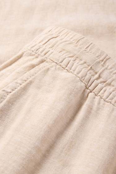 Damen - Stoffhose - Mid Waist - Wide Leg - Leinen-Mix - hellbeige