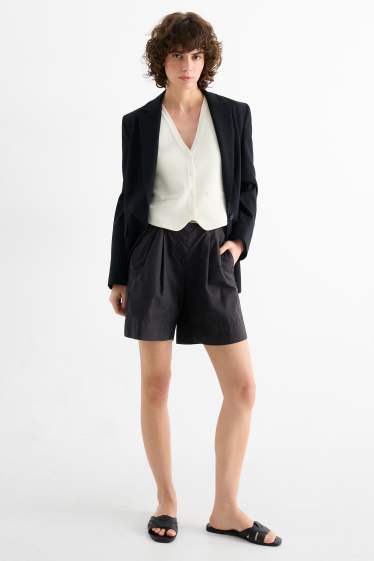 Mujer - Shorts con cinturón - high waist - negro