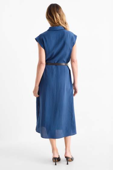 Women - Shirt dress with belt - dark blue
