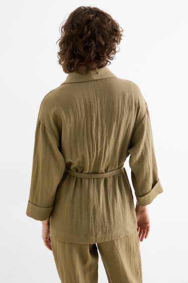 Damen - Longblazer - Relaxed Fit - khaki