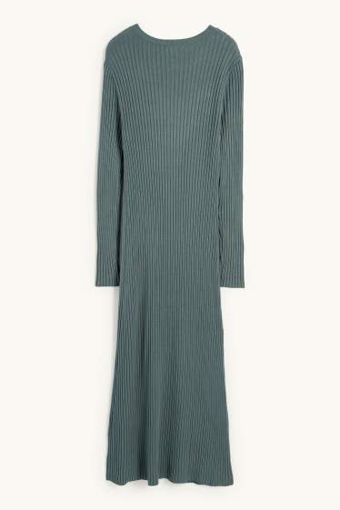 Damen - Strickkleid - gerippt - türkis