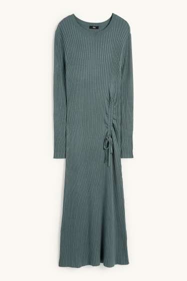 Damen - Strickkleid - gerippt - türkis