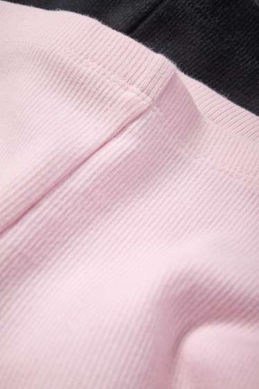 Bambine - Confezione da 2 - bermuda ciclista - a coste - nero / rosa
