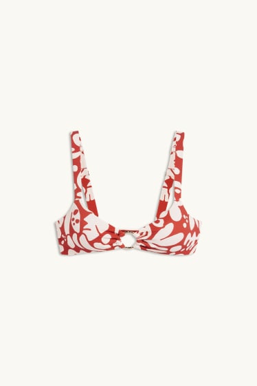 Damen - Bikini-Top - wattiert - LYCRA® XTRA LIFE™ - gemustert - rot / beige