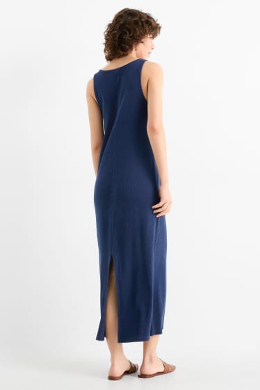 Dona - Vestit ajustat - acanalat - blau fosc