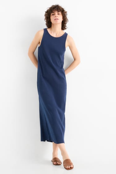 Dona - Vestit ajustat - acanalat - blau fosc