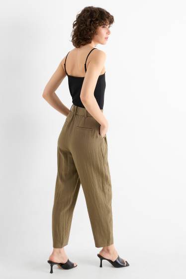 Damen - Business-Hose - High Waist - Loose Fit - grün