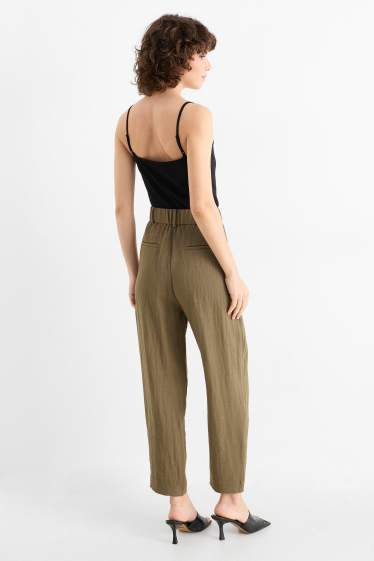 Damen - Business-Hose - High Waist - Loose Fit - grün
