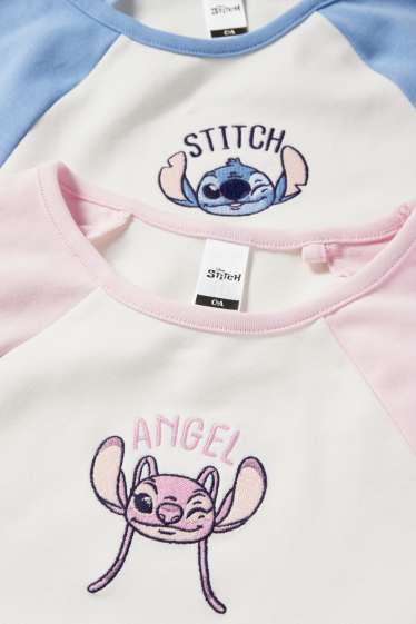 Kinderen: meisjes - Set van 2 - Lilo & Stitch - T-shirt - geribd - roze