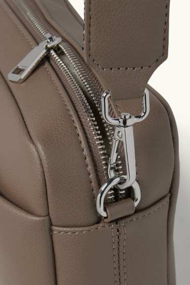 Women - Crossbody bag with detachable bag strap - faux leather - taupe