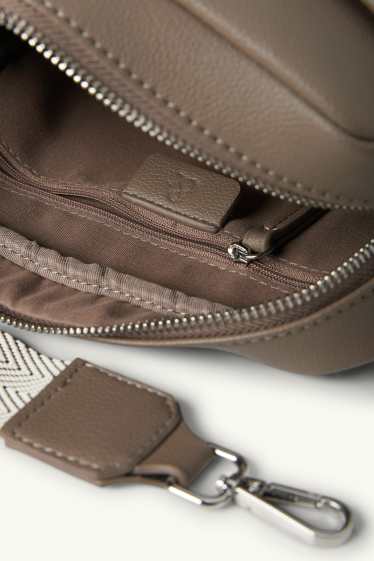 Women - Crossbody bag with detachable bag strap - faux leather - taupe