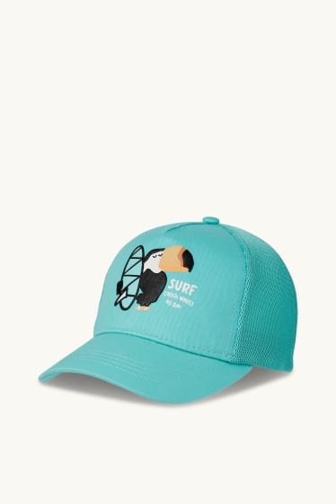 Children Boys - Surfer and toucan - baseball cap - turquoise