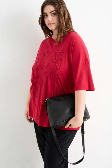 Damen - Umhängetasche - Lederimitat - schwarz